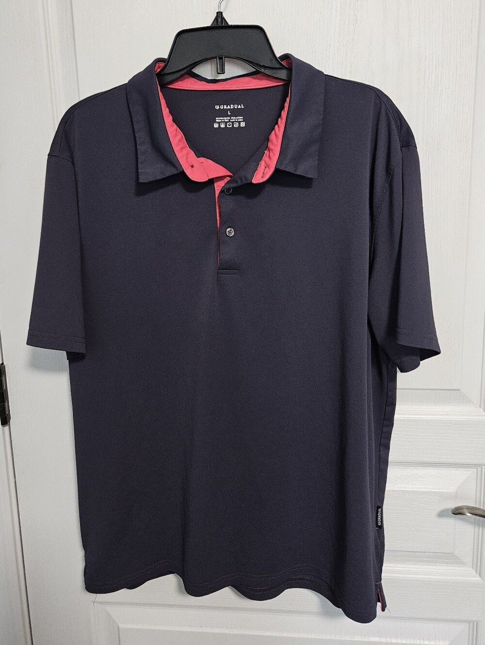 G Gradual Polo Shirt Golf Performance Wicking Dark Gray Pink Mens Large